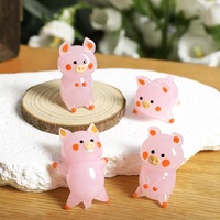 Ornement en verre rose en forme de cochon, fabriqué à la main par la technique du lampwork - Figurine d'animal mignonne pour la décoration de bureau et comme cadeau