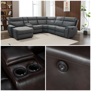 Sofá Seccional Reclinable <span class=keywords><strong>El</strong></span>éctrico Moderno de Esquina al por Mayor con Consola, Tela Refrigerante, Masaje, Asientos de Cine de Madera para <span class=keywords><strong>el</strong></span> Hogar - Product Image 5