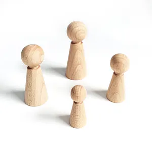 モンテッソーリリソース木製ペグ人形子供用未塗装木製装飾工芸品木製DIYおもちゃ