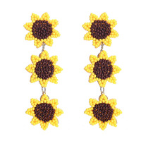0.98*2.99 inci-hadiah hari ibu untuk wanita kuning oranye coklat bunga biji manik-manik anting-anting menjuntai bunga matahari