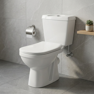 WC en céramique à double chasse avec siphon en S, cuvette carrée en porcelaine avec couvercle et accessoires pour salle de bain - Product Image 3