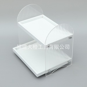 Acrylic Display Rack Two Tier Rectangle Office Organizer Storage <b>Shelf</b> <b>Desktop</b> Stand Type Multipurpose - Product Image 1