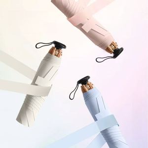 Parapluie pliant 5 sections en alliage d'aluminium 160g à 6 baleines, avec revêtement coloré, personnalisable avec logo, vente en gros pour femmes, voyage et promotion de marque - Product Image 1