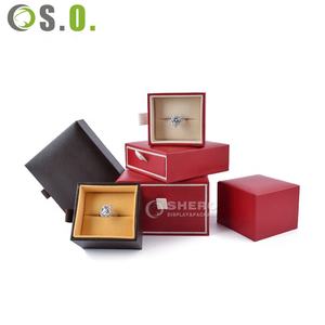 <b>Red</b> PU Leather Luxury Jewelry Packaging <b>Paper</b> Box Modern Design Pendant Necklace Bracelet Diamond Ring Bangle PU Leather Box Set - Product Image 1