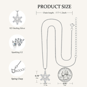 Joyería fina, Plata de Ley 925, regalo de Navidad, perlas, flor de nieve, collar de copo de nieve giratorio para collar largo para mujer