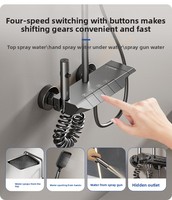 Ensemble de douche thermostatique personnalisé OEM en aluminium avec commande à touches piano, mitigeur haute pression effet pluie, accessoires de salle de bain en gros