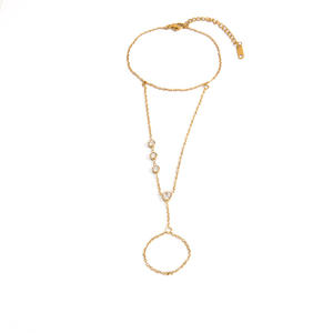 Pulsera de cadena de moda chapada en oro de 18 quilates con circonita cúbica, anillo de dedo, regalo de joyería para mujer - Product Image 5