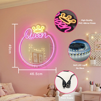 Enseigne néon personnalisée en miroir LED « Queen » pour décoration murale, lumière néon en acrylique pour chambre, salon, et salle de beauté