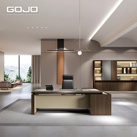 Escritorio Ejecutivo Moderno de Lujo en Forma de L, Ergonómico, Combinación de Madera MFC y Metal, para CEO, Gerente, Director, Duradero, para Oficina en Casa