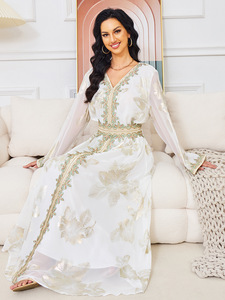 Vestido Musulmán <span class=keywords><strong>para</strong></span> Mujer de Oriente Medio 2026, Nuevo Conjunto de Dos Piezas con Cuello en V, Vestido Elegante de Alta Calidad <span class=keywords><strong>para</strong></span> la Noche - Product Image 2
