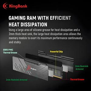 RAM DDR5 Kingbank Dark Knight per Desktop 16GBx2 6000MHz, Memoria per Gaming per <span class=keywords><strong>Componenti</strong></span> <span class=keywords><strong>di</strong></span> <span class=keywords><strong>Computer</strong></span> Desktop Intel, Disponibile - Product Image 2