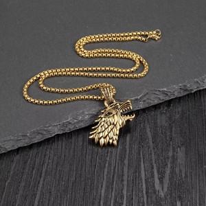 Trò chơi và Ngai Vàng cá nhân hip hop Sói đầu mặt dây chuyền vòng cổ shuangluo GTT08 linh hoạt động vật Mặt dây chuyền - Product Image 6