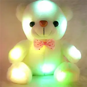 Urso de pelúcia branco de pelúcia, urso de pelúcia branca para crianças, brinquedo personalizado, animal de pelúcia macia 30cm led