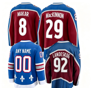 Maillot de hockey sur glace Colorado Avalanche imprimé sur mesure pour hommes # 8 Cale Makar # 29 Nathan Mackinnon # 92 Gabriel Landeskog 100% Polyester - Product Image 1