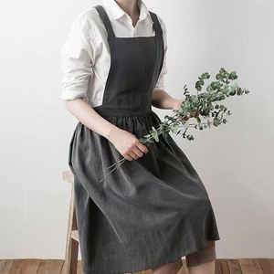 Delantal artístico de algodón puro sin mangas para mujer, con estampado floral, nuevo, antimanchas, para cocina, hogar, ropa de trabajo japonesa, con cintura. - Product Image 3