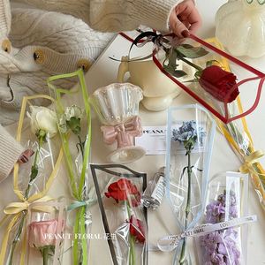 Lot de 50 sacs transparents en cellophane imprimés avec bordure colorée pour fleurs fraîches, sacs d'emballage pour fleuristes - Product Image 2