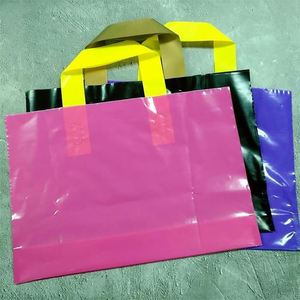 Promotional Logo Printed Packaging Transparent Shopping 2025 PE Plastic <b>Tote</b> <b>Bag</b> for Clothes Manufacturers with Soft Loop Handle - Product Image 1