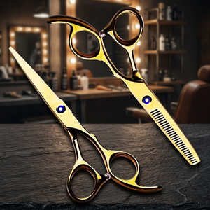 Ciseaux de coiffure professionnels en acier inoxydable à manche long droit, économiques, pour barbier et esthétique, ciseaux à effiler affûtés - Product Image 5