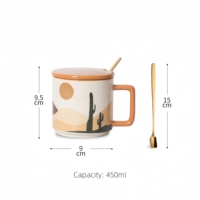 Ensemble de tasses à café en céramique écologiques classiques et uniques avec cuillère et couvercle pour le thé et le café de l'après-midi à la maison