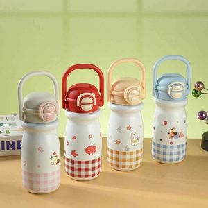 Cartoon Stainless Steel Vacuum <b>Flask</b> For Children With Handle And Lid Travel Use - Product Image 1