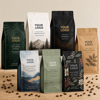 Sacs à café avec valve 100% recyclables, imprimés sur mesure, 8oz, 12oz, 16oz, 5lb, 100g, 250g, 500g, 1kg