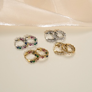 Nuovi <span class=keywords><strong>Orecchini</strong></span> a Cerchio Dazan in Acciaio Inossidabile Placcato Oro 18k, Ipoallergenici, Stile Vintage Lucido con Zirconi Colorati a Forma di <span class=keywords><strong>Corallo</strong></span> - Product Image 5