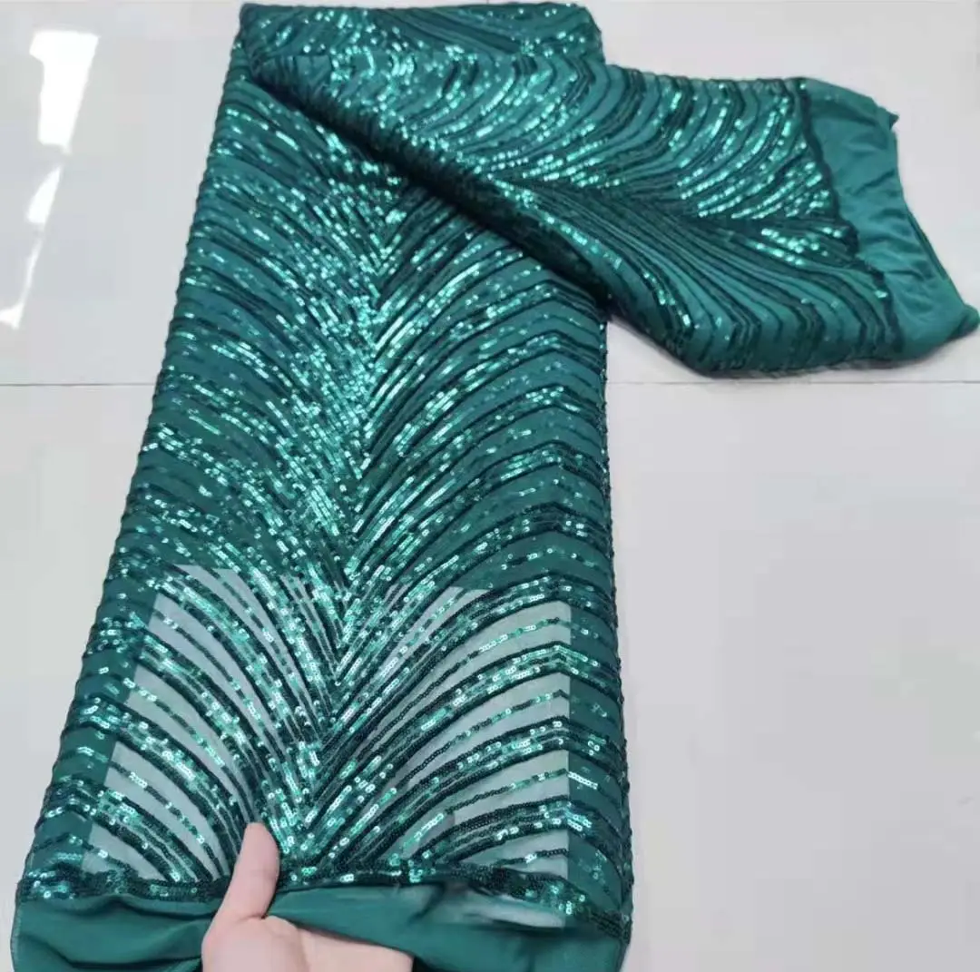 LS256 Kain Renda Jala Bordir Payet Tulle Afrika Populer Multi-warna untuk Pakaian Modis Gaun Pengantin