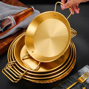 Korean Style Gold Spanish <strong>Paella</strong> <strong>Pan</strong> Silver Stainless Steel <strong>Paella</strong> Frying Cooking <strong>Pan</strong> for Homes or Restaurants Premium - Product Image 2