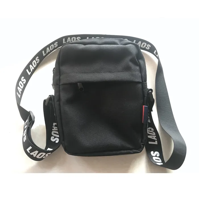 black customized woven strap man fanny pack shoulder bag sling bag