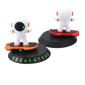 Figura de astronauta surfista, placa de matrícula con número de teléfono para estacionamiento, placa de matrícula temporal para estacionamiento en el interior del coche con diseño de astronauta. - Product Image 1