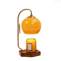 Lampe chauffe-bougie électrique LED rétro à hauteur réglable, avec minuterie et variateur d'intensité, base métallique, verre mosaïque, pour la décoration intérieure, simple, AC