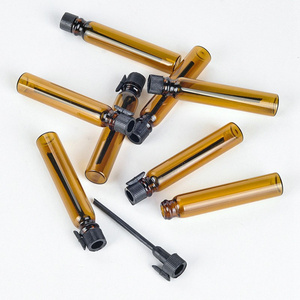 Piccole fiale di campione di profumo di vetro ambrato da 1ml forma di cilindro facile estremità aperta per diffusore Frost applicazione di superficie di stampaggio a caldo - Product Image 2