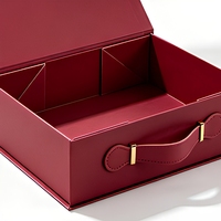 Boîte cadeau rigide pliable sur mesure en carton, avec poignée en cuir PU, fermeture magnétique, pour anniversaire, emballage cadeau en papier pliable