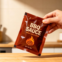 Sachet d'emballage personnalisé haut de gamme pour poudre d'assaisonnement BBQ, scellé sur 3 côtés avec encoche de déchirement