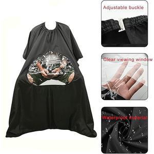 Cape de coiffeur personnalisée avec logo, imperméable, avec fenêtre transparente pour barbiers - Product Image 2