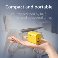 Charger Dinding USB GaN 45W, Adaptor Pengisian Cepat dengan Port USB-A dan USB-C, PD 3.0, Aksesoris Ponsel untuk Perjalanan