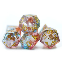Set dadu inti cairan minimal pesanan Set DND dadu Resin tepi tajam Set dadu DnD D20