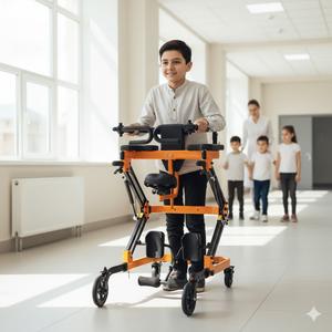 Déambulateur vertical pliable, réglable en hauteur, léger, pour hémiplégiques, paraplégiques et personnes atteintes de paralysie cérébrale - Product Image 1