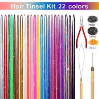 Fujia 48 Inch 22 Buah/set Aksesoris Rambut Lurus Tahan Panas Warna-warni untuk Pesta Peri, Set Alat Rambut Berkilau