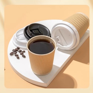 <span class=keywords><strong>Acheter</strong></span> à bas prix gobelets en papier jetables à triple paroi et à double ondulation pour le café et les boissons chaudes avec couvercles - Product Image 3