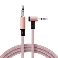 Câble audio tressé en nylon 3,5 mm mâle-mâle, angle droit/angle gauche, câble AUX pour téléphone, haut-parleur de voiture, MP3, casque