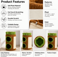 Tour pour chat en forme de tronc d'arbre avec deux couchages cachés, griffoir en sisal naturel, peluche douce, écologique et durable, mobilier d'intérieur pour animaux de compagnie, en carton