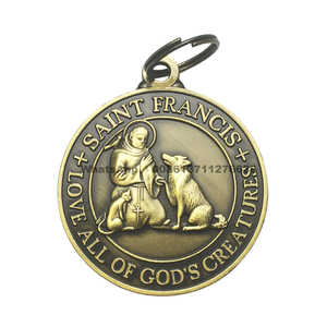 Plaque d'identification en métal Saint-François avec logo « Bénisse et protège mon animal de compagnie » - Product Image 1