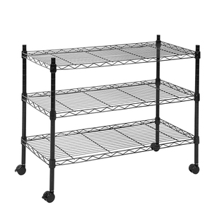 <span class=keywords><strong>Scaffali</strong></span> a 3 Ripiani Regolabili in <span class=keywords><strong>Acciaio</strong></span> al Carbonio, Capacità 750 lbs, Certificati NSF, Mensole in Filo Metallico Zincato <span class=keywords><strong>Cromato</strong></span> con Ruote - Product Image 1