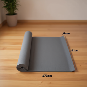 Tapis de yoga en PVC gris, taille 173*61*0.6cm, durable et confortable pour votre pratique - Product Image 3