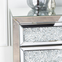 Vente en gros de meubles à miroir table de chevet à 3 tiroirs en miroir table de chevet en argent table console en verre pour chambre à coucher avec miroir