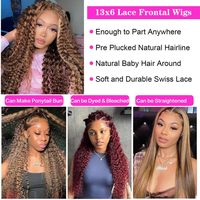 Perruque Lace Front Ombrée Cheveux Humains 13x6 Blond Miel 4/27 Ondulée Profonde Sans Colle Alibaba