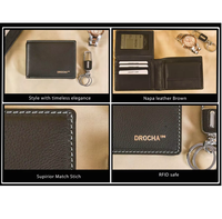 Dompet Lipat Dua Kulit Asli dengan Perlindungan RFID untuk Pria, Organizer Kartu Tipis, Tempat Uang Tunai Ringkas, Aksesori Fashion