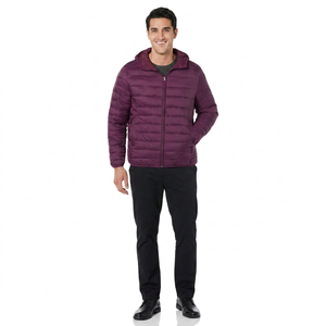 Veste bomber matelassée en polyester légère de couleur violette à manches longues Coupe-vent Veste thermique pour hommes - Product Image 1