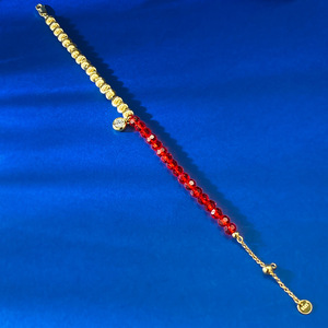 Nuovo Bracciale in <span class=keywords><strong>Argento</strong></span> S925 Placcato Oro con Occhio di Gatto Rosso Portafortuna, Gioiello da Matrimonio di Alta Gamma, Gioioso, Raffinato e Versatile - Product Image 3